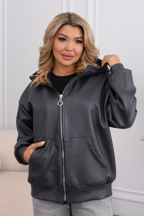Бомбер жіночий в стилі must have, стьобана екошкіра на трикотажі м. 539 (р: 48-50, 52-54, 56-58, 60-62) №819838 - 