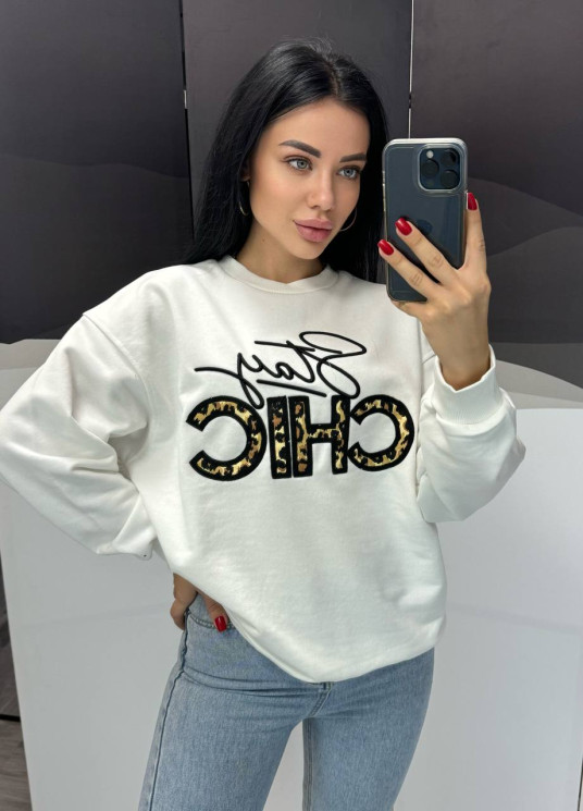 Батник жіночий з анімалістичним написом, тринитка м. 5562 (р. S, M, L) №412669 - 