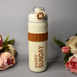Місткий термос "Happy Sunday", м.86111 (об'єм: 600 ml), колір: бежевий №323741