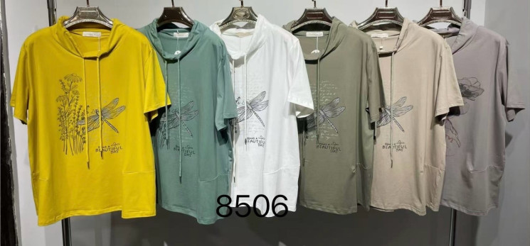 Футболка жіноча 8506 (р.50-54)  6 кольорів в упаковці 5 штук №754628 - Metro SE799