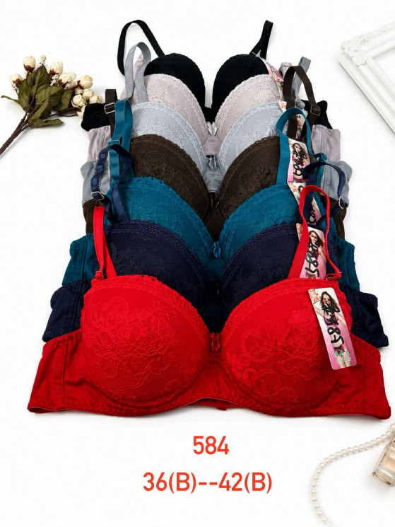 Бюстгалтер жіночий, комбінований, м.584 (розмір: 36B-42B), мікс кольорів, в упаковці 12 шт. №348144 - VanKiey WE3069