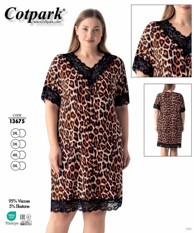 Нічна сорочка жіноча "13675" віскоза (р: 2XL,3XL,4XL,5XL) в упаковці 4 шт. №363057 - Romex HR1980