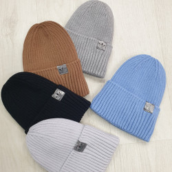 Шапка дитяча з відворотом на флісі "Adidas" (р: 50-54) мікс кольорів, в упаковці 5 шт. №377995