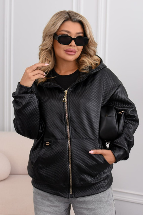 Бомбер жіночий в стилі must have, стьобана екошкіра на трикотажі м. 539 (р: 48-50, 52-54, 56-58, 60-62) №819839 - 