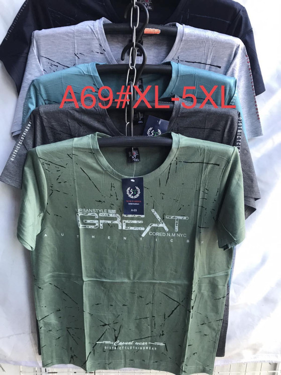 Футболка чоловіча, трикотаж, м.А69 (р. XL–5XL), мікс кольорів, в упаковці 10 штук №325726 - Iris BG/PO436