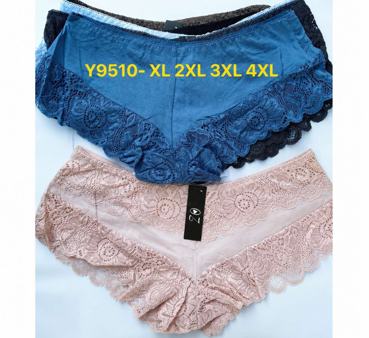 Труси жіночі, комбінований, м.Y9510 ( розмір: XL​-3XL ), мікс кольорів, в упаковці 12 штук №348587 - VanKiey WE3069