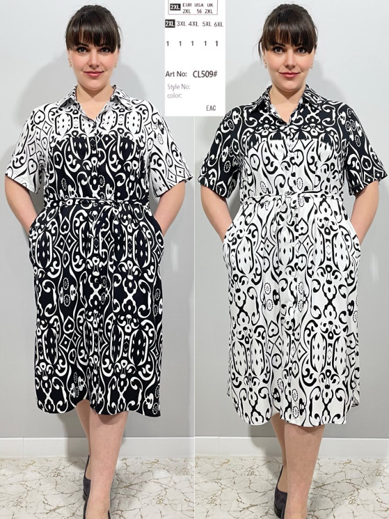 Сукня жіноча "CL509" штапель (р: 2XL,3XL,4XL,5XL,6XL) 2 кольори, в упаковці 5 шт. №366040 - 