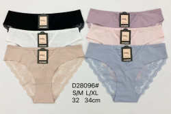 Труси жіночі, м. D 28096, котон, (розмір: S-XL) мікс кольорів, в упаковці 12 штук, №751733