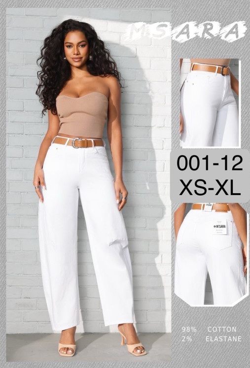 Джинси жіночі баггі стрейч з ременем м.001-12 (р:XS-XL) в упаковці 6 штук №762594 - UNO2Uva SER1864