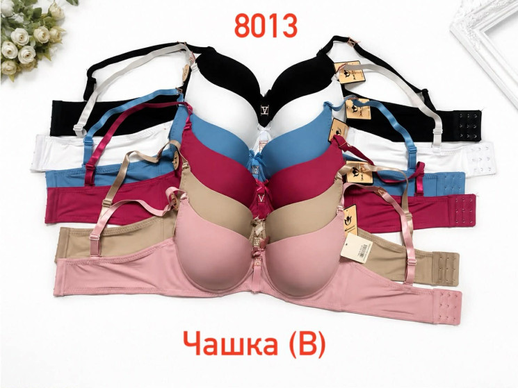 Бюстгалтер жіночий, комбінований, м.8013 (розмір: 36B-42B), мікс кольорів, в упаковці 12 шт. №348145 - VanKiey WE3069