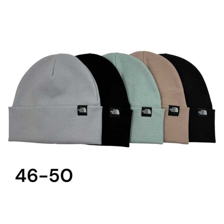 Шапка дитяча "The North Face" трикотаж в рубчик (р: 46-50) мікс кольорів, в упаковці 5 шт. №389479 - Ventil SE939