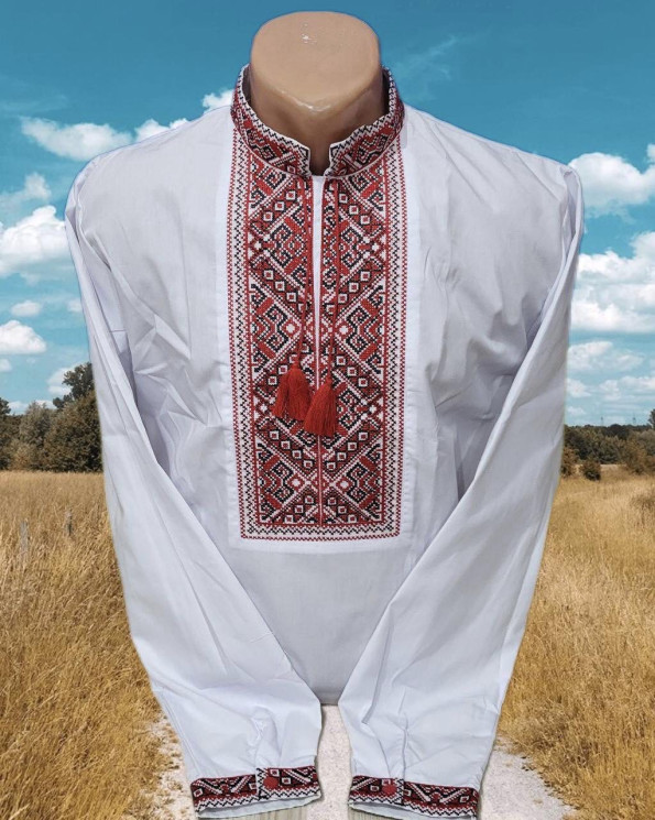 Вишиванка чоловіча, паплін (Розмір: 44-56), в упаковці 7 шт. №309622 - Delux 909