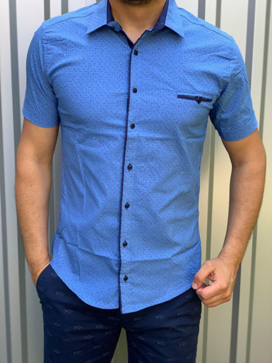 Сорочка No Brand р M-3XL Чоловіча R23 blue - NikNumbers SE1041-1042