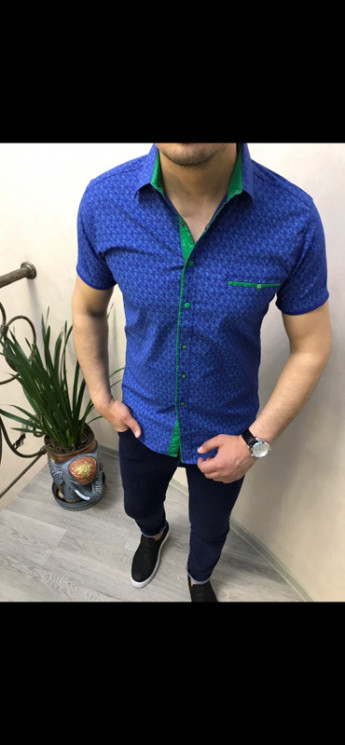 Сорочка No Brand р M-3XL Чоловіча R64 blue - NikNumbers SE1041-1042