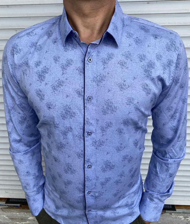 Сорочка No Brand р M-3XL Чоловіча S2929 l.blue - NikNumbers SE1041-1042