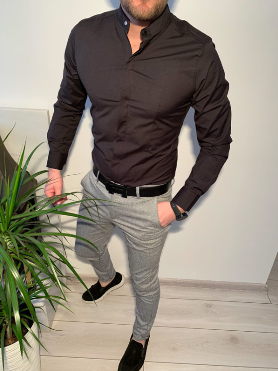 Сорочка No Brand р S-2XL Чоловіча R485 brown - NikNumbers SE1041-1042