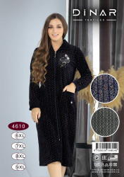 Халат жіночий, велюр на котоновій основі, м.4610 (Розмір: 6XL-9XL), 3 кольори, в упаковці 4 штуки №320443