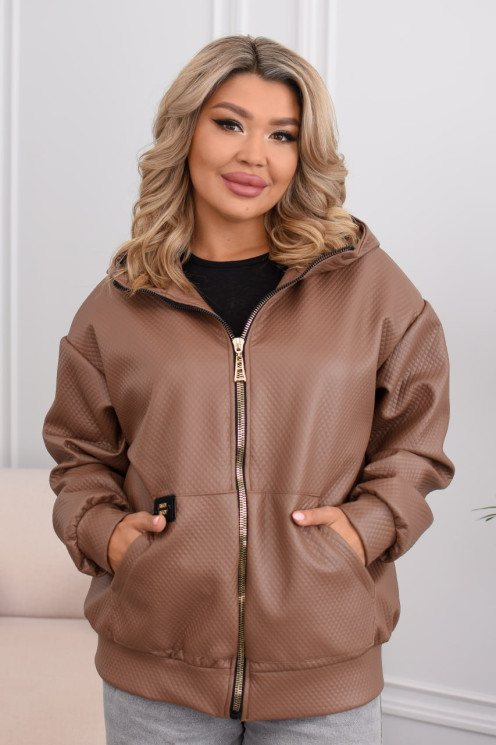 Бомбер жіночий в стилі must have, стьобана екошкіра на трикотажі м. 539 (р: 48-50, 52-54, 56-58, 60-62) №819840 - 