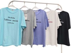 Футболка жіноча, котон (розмір: L-2XL ), мікс кольорів, в упаковці 6 штук №344622