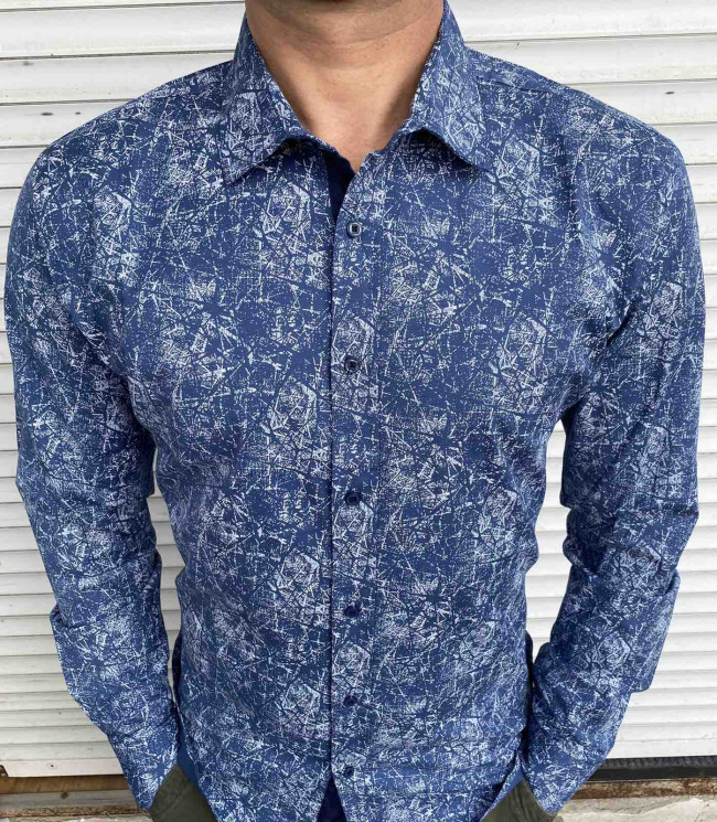 Сорочка No Brand р M-3XL Чоловіча S2930 blue - NikNumbers SE1041-1042