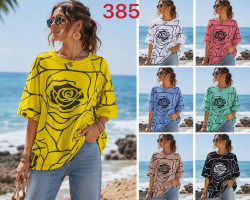 Футболка жіноча трикотаж м.385 (р:60-62) мікс кольорів в упаковці 10 штук №763558