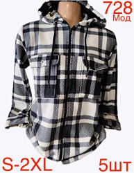 Сорочка чоловіча  фліс м.728 (р: S-2XL) 3 кольора в упаковці 5 штук №758136