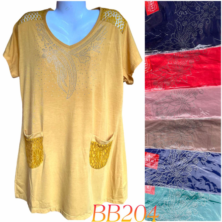 Футболка жіноча "ВВ204" котон/бавовна (Розмір: 3XL-6XL) в упаковці 5 штук різного кольору №164713 -  NikolayNolen SE2152