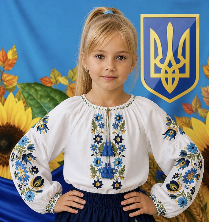 Вишиванка дитяча, паплін (розміри: зріст 122-146), в упаковці 5 штук №343326 - Delux 909