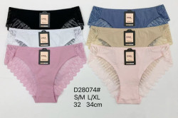 Труси жіночі, м. D 28074, котон, (розмір: S-XL) мікс кольорів, в упаковці 12 штук, №751735