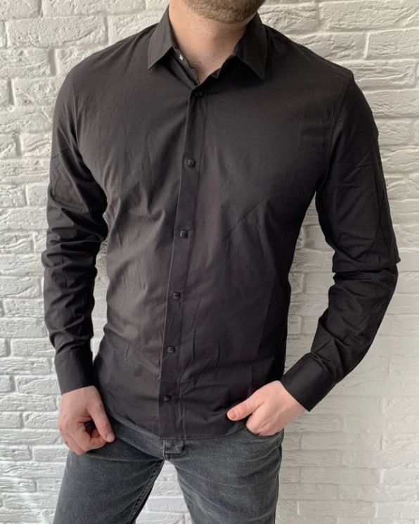 Сорочка Arma р 3XL-6XL Чоловіча S1597 black батал - NikNumbers SE1041-1042