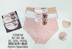 Труси жіночі нейлон спандекс м.Y2581 (розмір XL-3XL) мікс кольорів в упаковці 12 штук  №761747