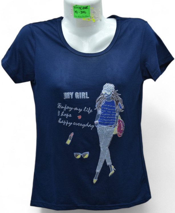 Футболка жіноча, трикотаж (р. XL-3XL ), мікс кольорів, в упаковці 5 штук №313942 - Vanda SE1013