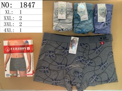 Труси чоловічі 1847, котон (розмір: XL-4XL) мікс кольорів, в упаковці 24 шт. №601705 - Haner 449/451