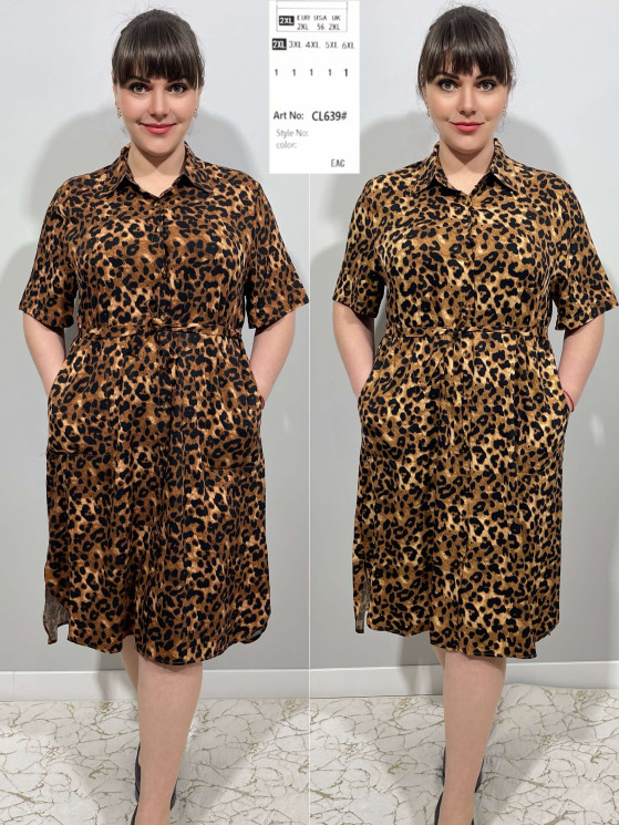 Сукня жіноча "CL639" штапель (р: 2XL,3XL,4XL,5XL,6XL) 2 кольори, в упаковці 5 шт. №366043 - 