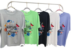Футболка жіноча, котон (розмір: L-2XL ), мікс кольорів, в упаковці 6 штук №344624