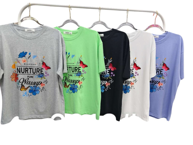 Футболка жіноча, котон (розмір: L-2XL ), мікс кольорів, в упаковці 6 штук №344624 - Vanda SE1013