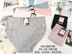 Труси жіночі котон м.M6738 (розмір 2XL-4XL) мікс кольорів в упаковці 12 штук  №763408