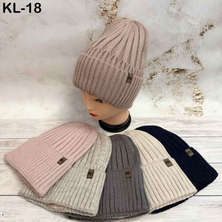 Шапка жіноча "KL18" (р: 56-58) мікс кольорів, в упаковці 5 шт. №375340 - Koroleva 470