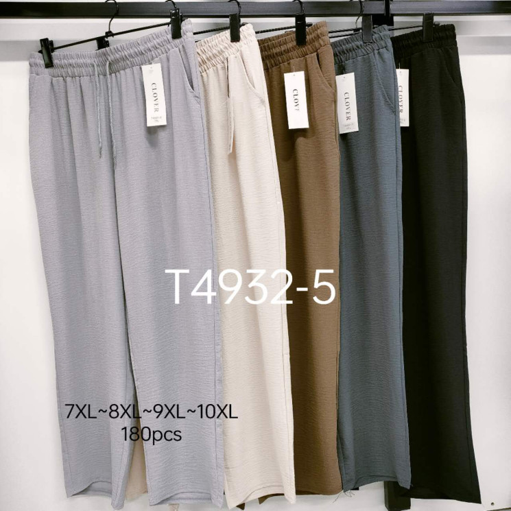 Штани жіночі, жатка, м.Т4932-5 (р: 7XL-10XL), мікс кольорів, в упаковці 8 шт. №327032 - Iris BG/PO 436