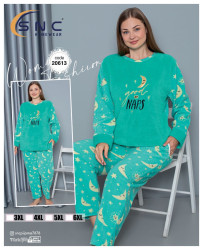 Піжама жіноча "20613" махра на флісі (р: 3XL,4XL,5XL,6XL) в упаковці 4 шт. №361211