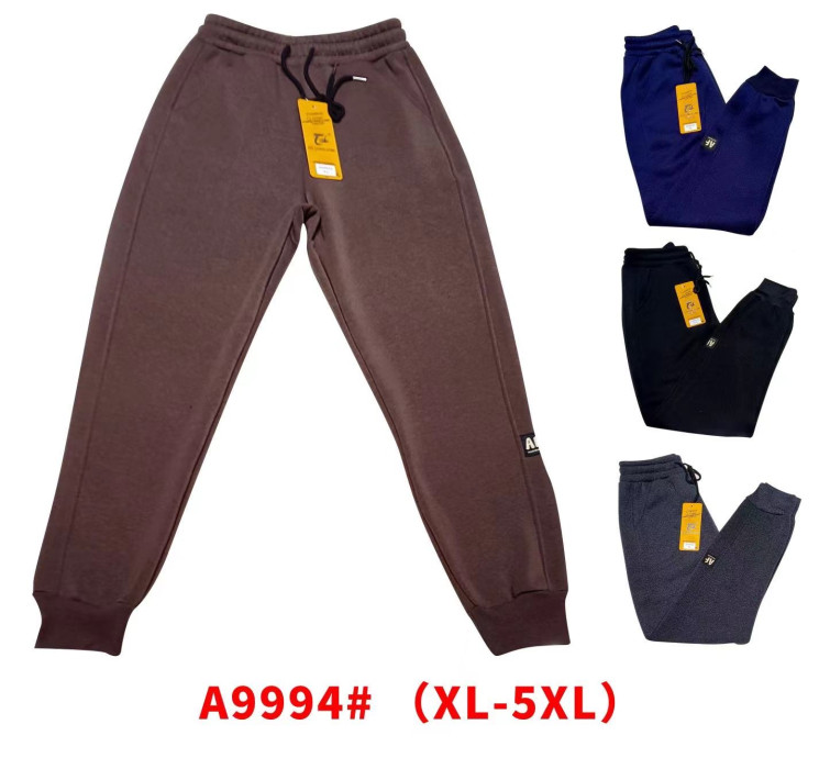 Спортивні штани чоловічі, трикотаж, байка, м.A9994 (Розмір: XL-5XL ), 4 кольори, в упаковці 5 шт. №333699 - 