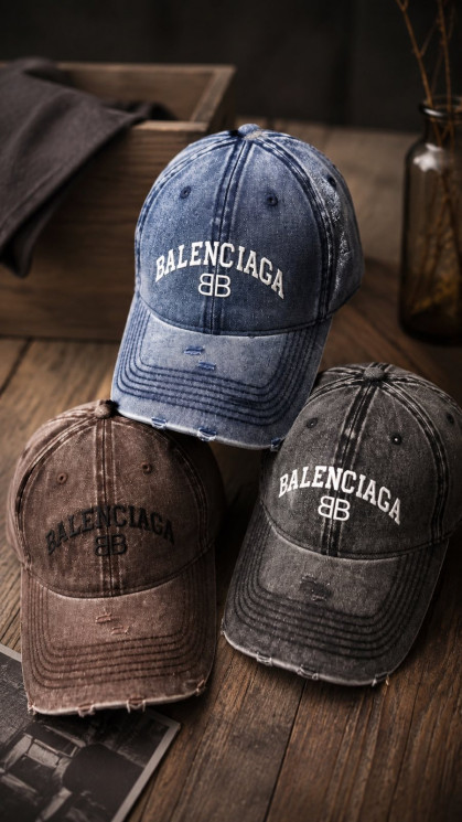 Бейсболка унісекс, котон, м. Balenciaga (Розмір: 56-59), мікс кольорів, в упаковці 5 штук №345594 - Great