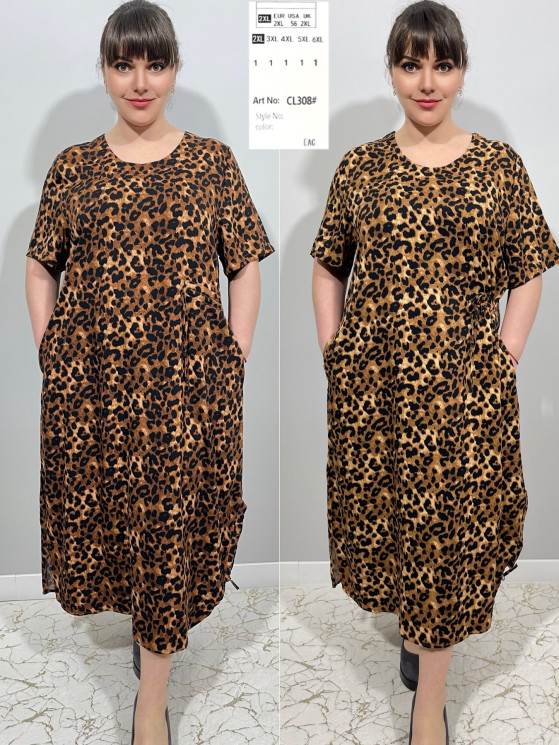 Сукня жіноча "CL308" штапель (р: 2XL,3XL,4XL,5XL,6XL) 2 кольори, в упаковці 5 шт. №366044 - 