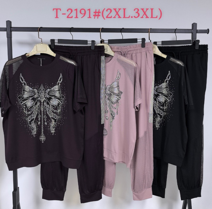Костюм жіночий котон м.Т-2191 (Розмір:2XL-3XL) мікс кольорів в упаковці 5 штук №762589 - Saint Zel3317
