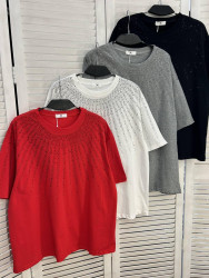 Футболка жіноча "2137" котон (р: one size) 4 кольори, в упаковці 5 шт. №385906