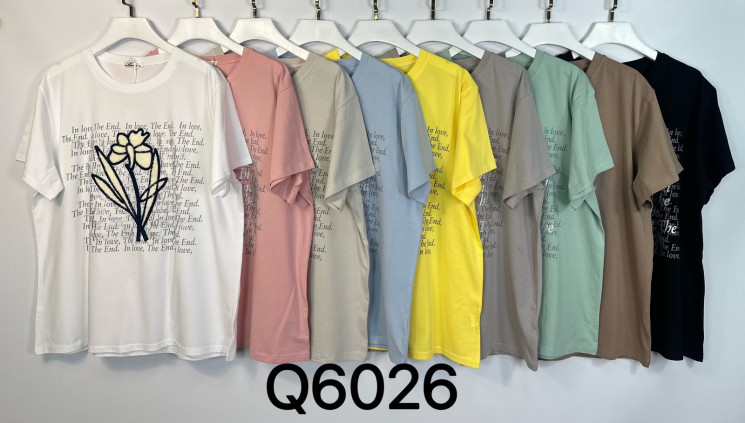 Футболка жіноча "Q6026" котон (р: 52-58) мікс кольорів, в упаковці 5 шт. №381948 - Kama