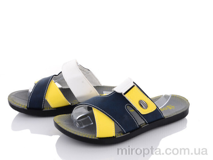 Шльопанці 6-Ш23 blue/ yellow/white р: 41-45, в упаковці: 6 пар, купити тільки гуртом - 821344