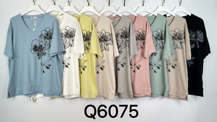 Футболка жіноча "Q6057" котон (р: 50-56) мікс кольорів, в упаковці 5 шт. №384617 - Kama