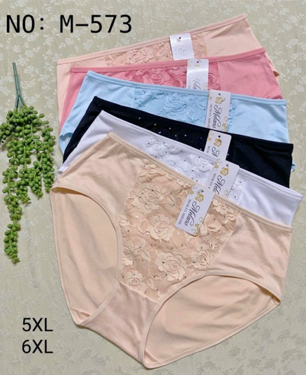 Труси жіночі, котон, м.М-573 ( розмір: 5XL, 6XL ), 6 кольорів, в упаковці 12 шт. №315277 - VanKiey 434