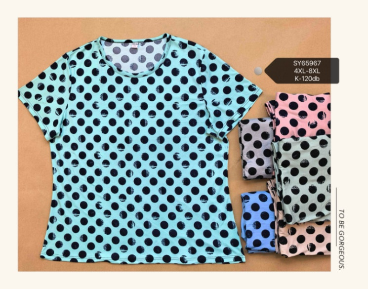Футболка жіноча "SY65967" (р: 4XL-8XL) мікс кольорів, в упаковці 6 шт. №369555 - Megasport